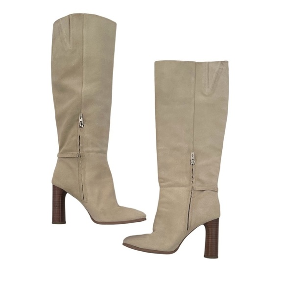 Franco Sarto Cassie Suede Womens Round Toe Tall Knee-High Boots, Cream, Size 8 - Picture 3 of 12